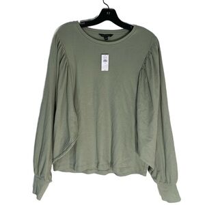NWT‎ Banana Republic Sage Green Ballon Volume Sleeve Blouse Medium Rt $60